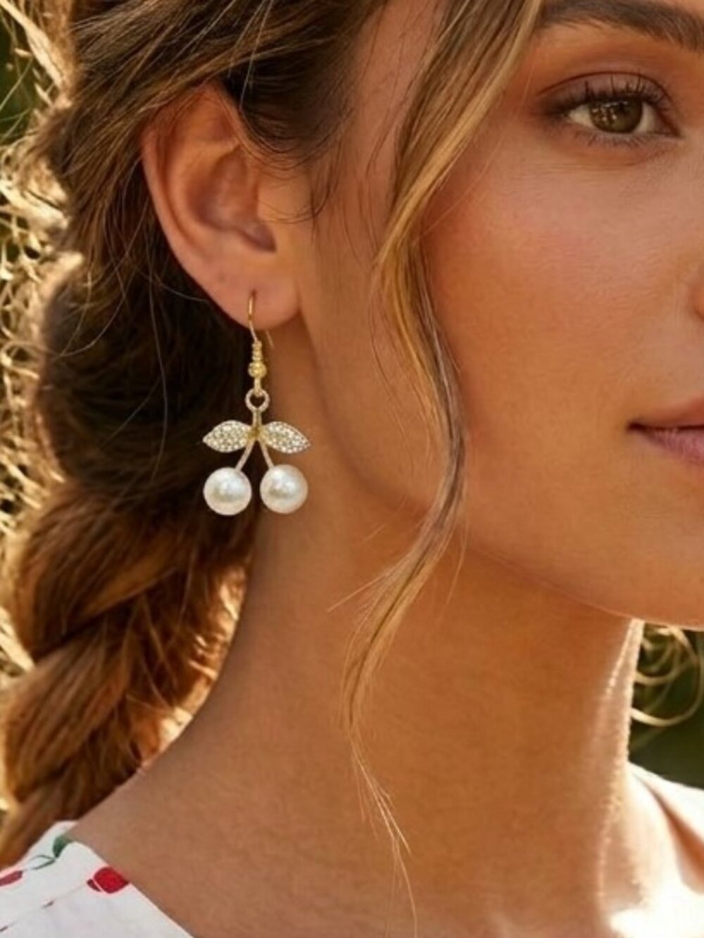 Petite Pearl Cherries Pierced Earrings